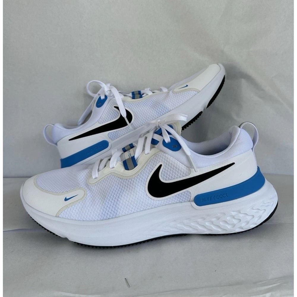 Nike React Miler Men's Size 10 Running Sneakers White Blue Black CW1777 100‎
